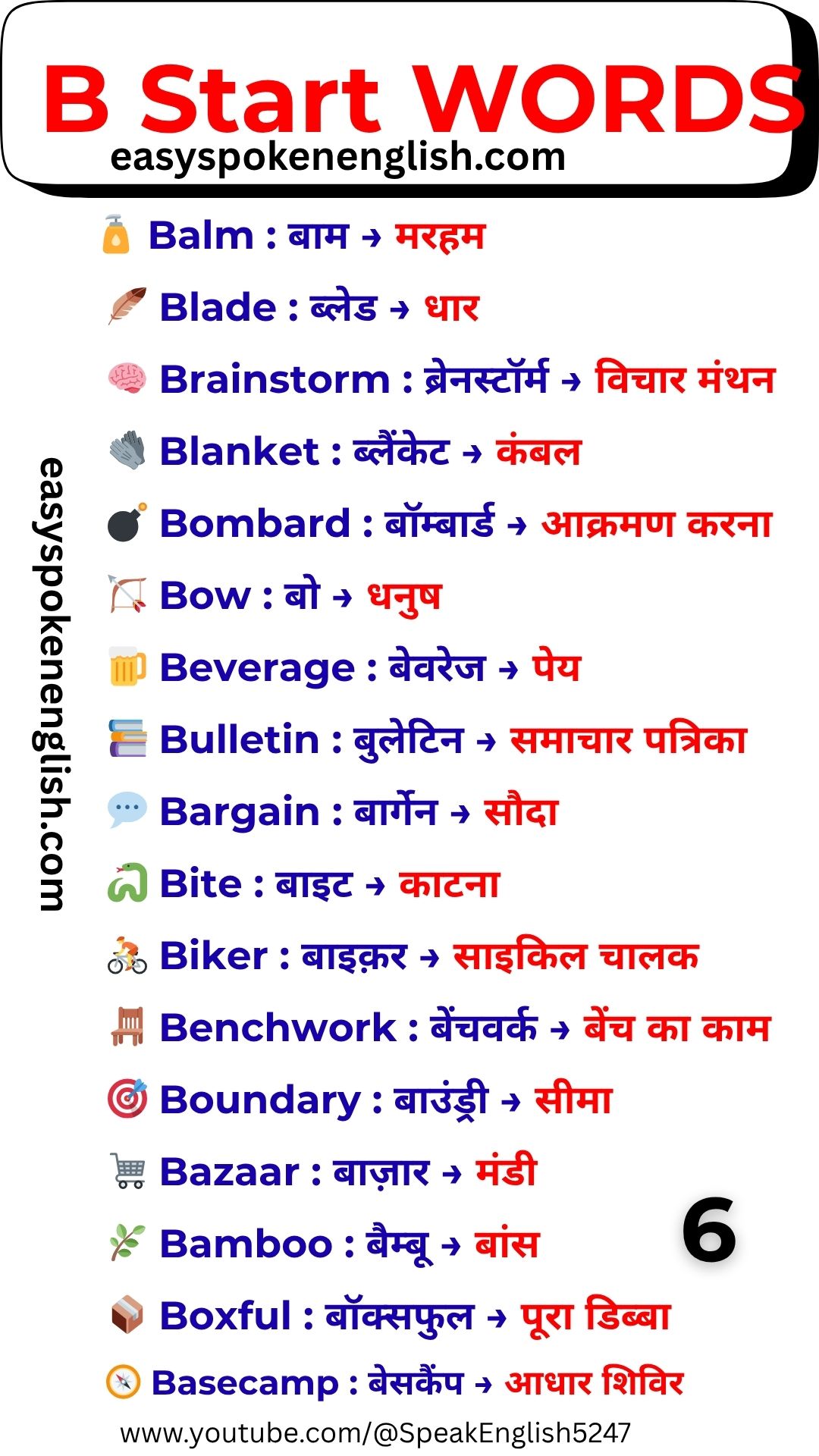 B Vocabulary Words with Hindi Meaning – Useful B Words