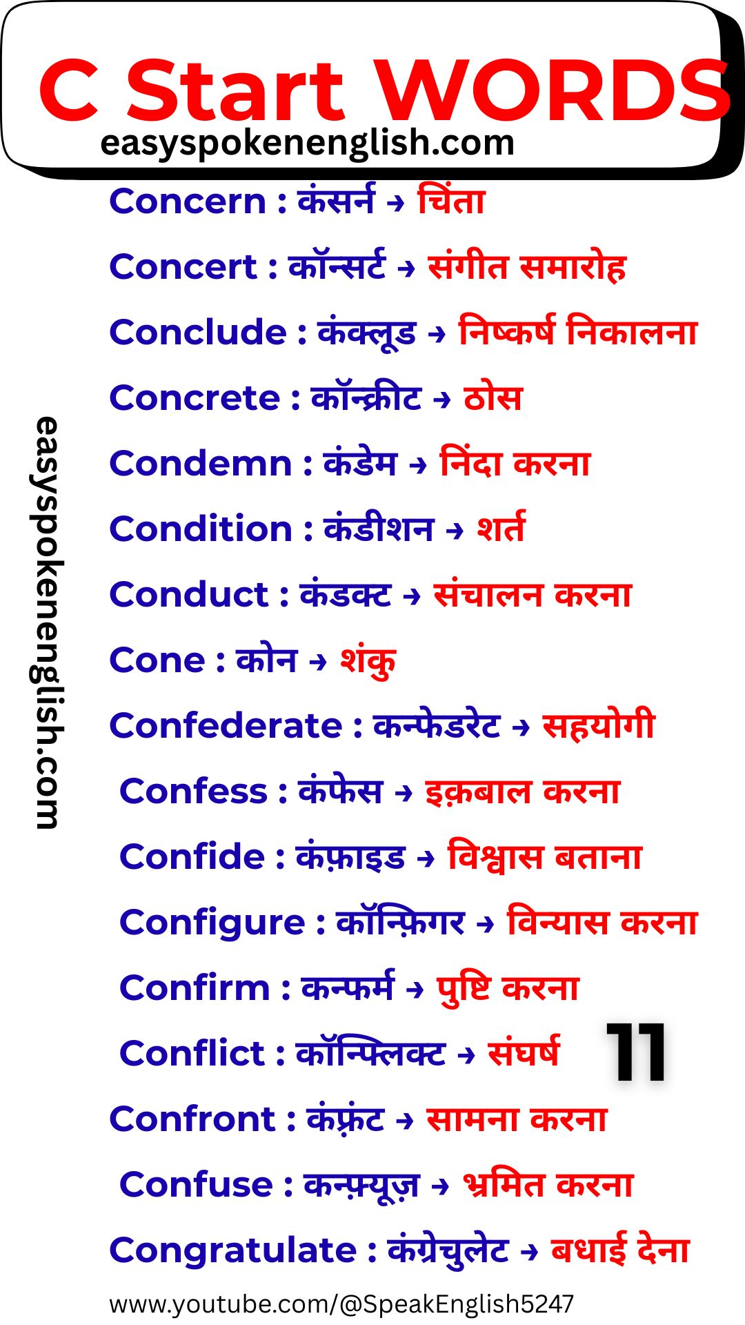 C Vocabulary for English Speaking