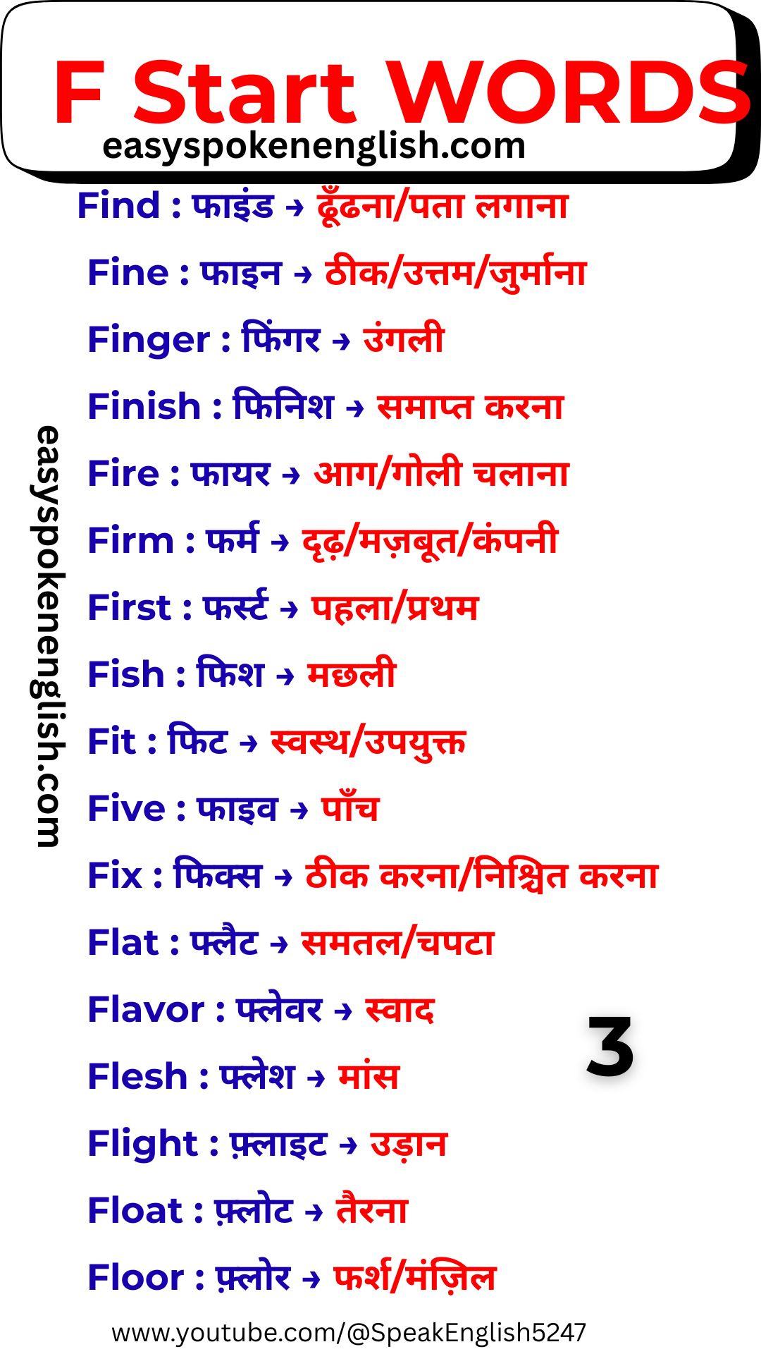 Common F Vocabulary Words