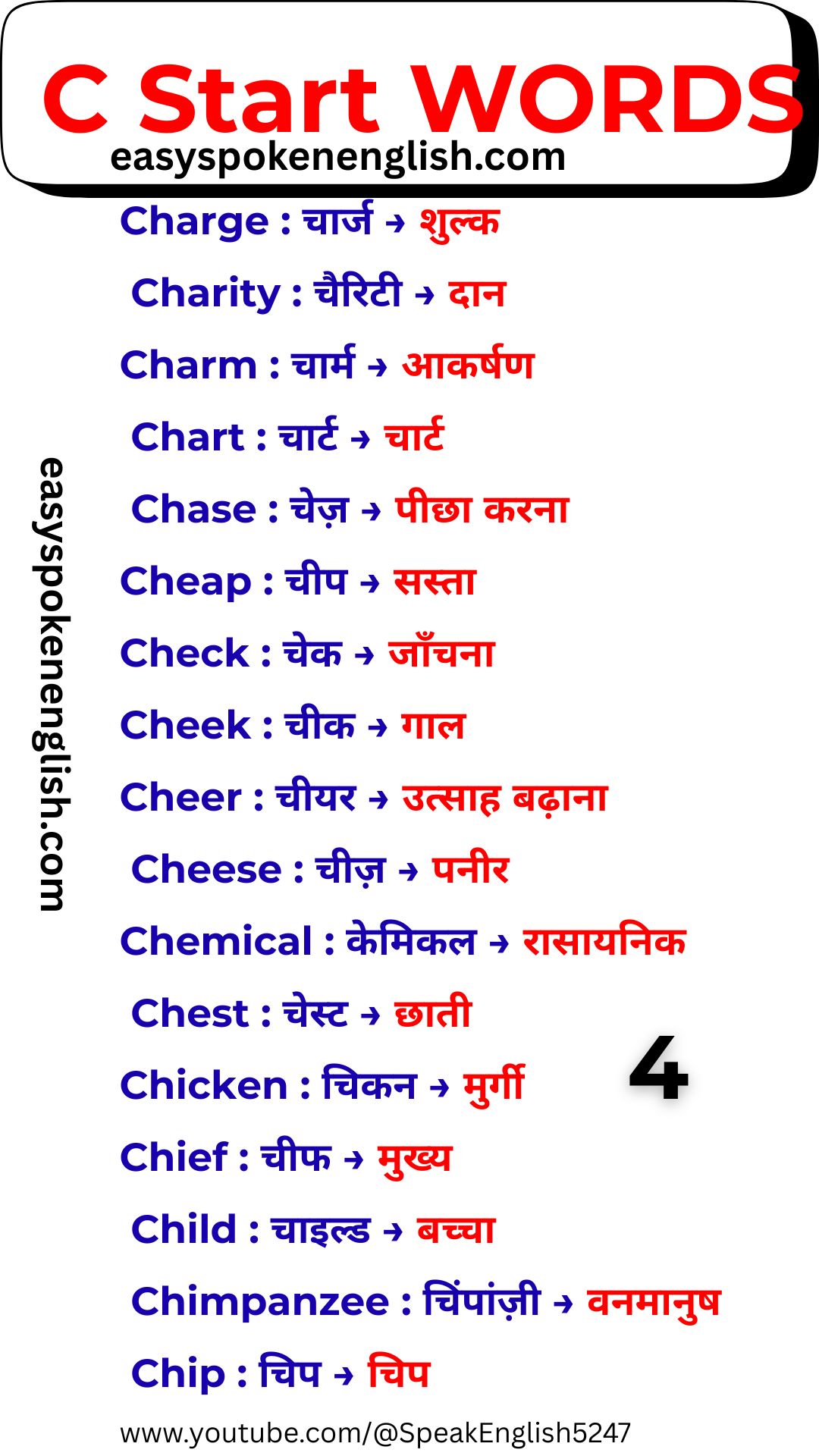 Easy English Words Starting with C