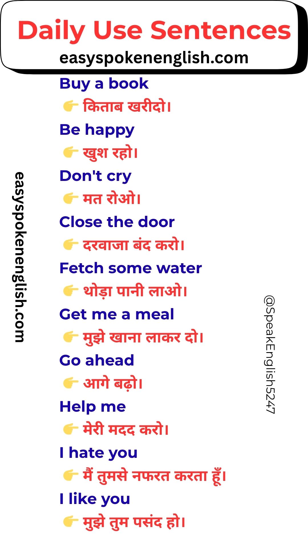English Learning Sentences for Daily Use