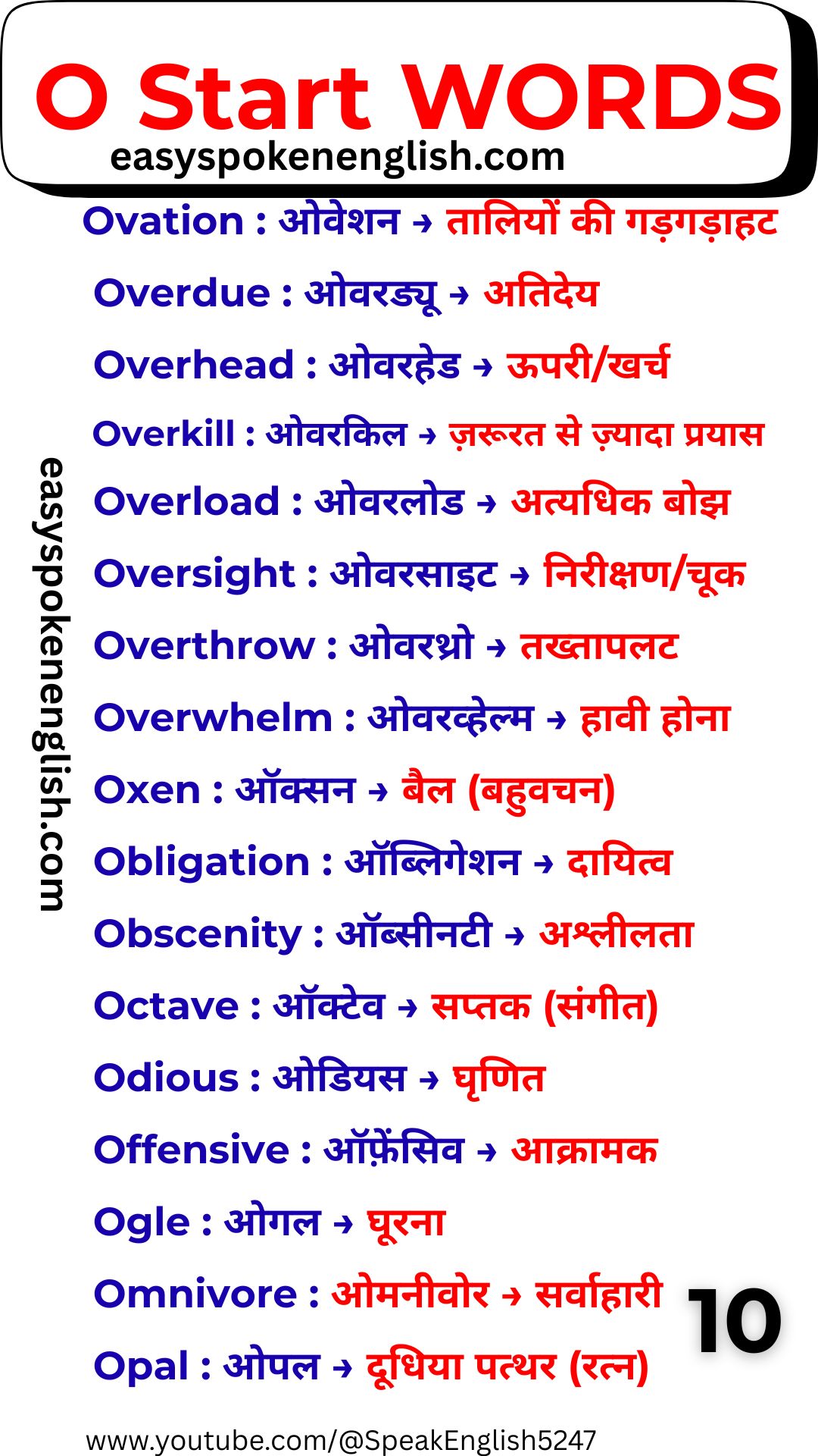 English O Word List for Students
