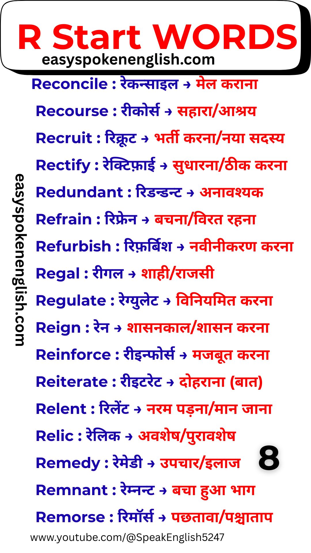 English R Words for Beginners