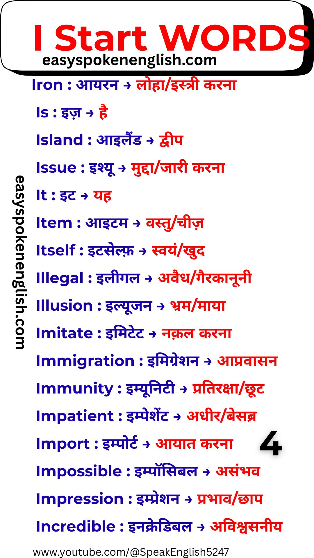 English Words That Start with I