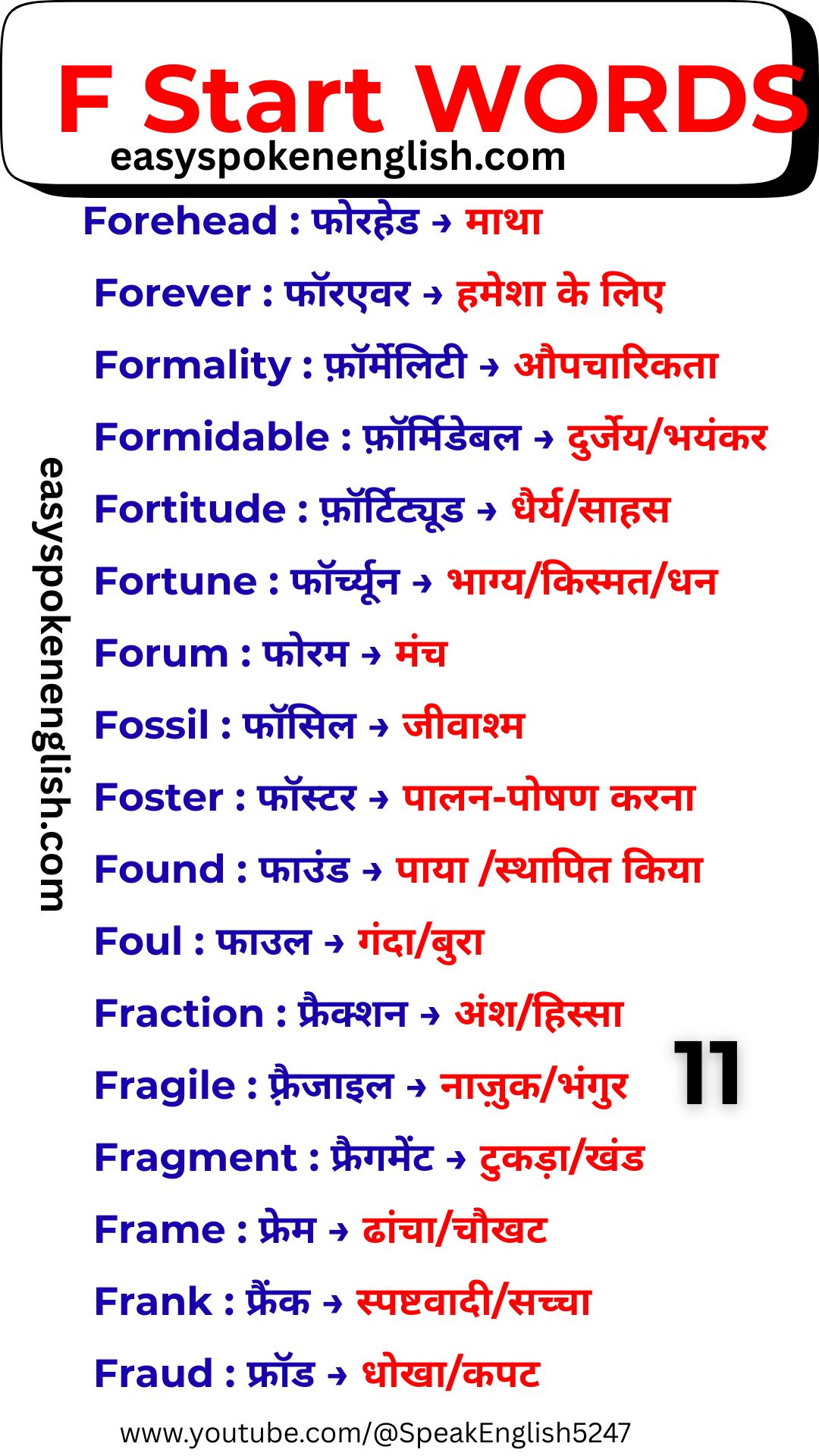 Learn English F Vocabulary