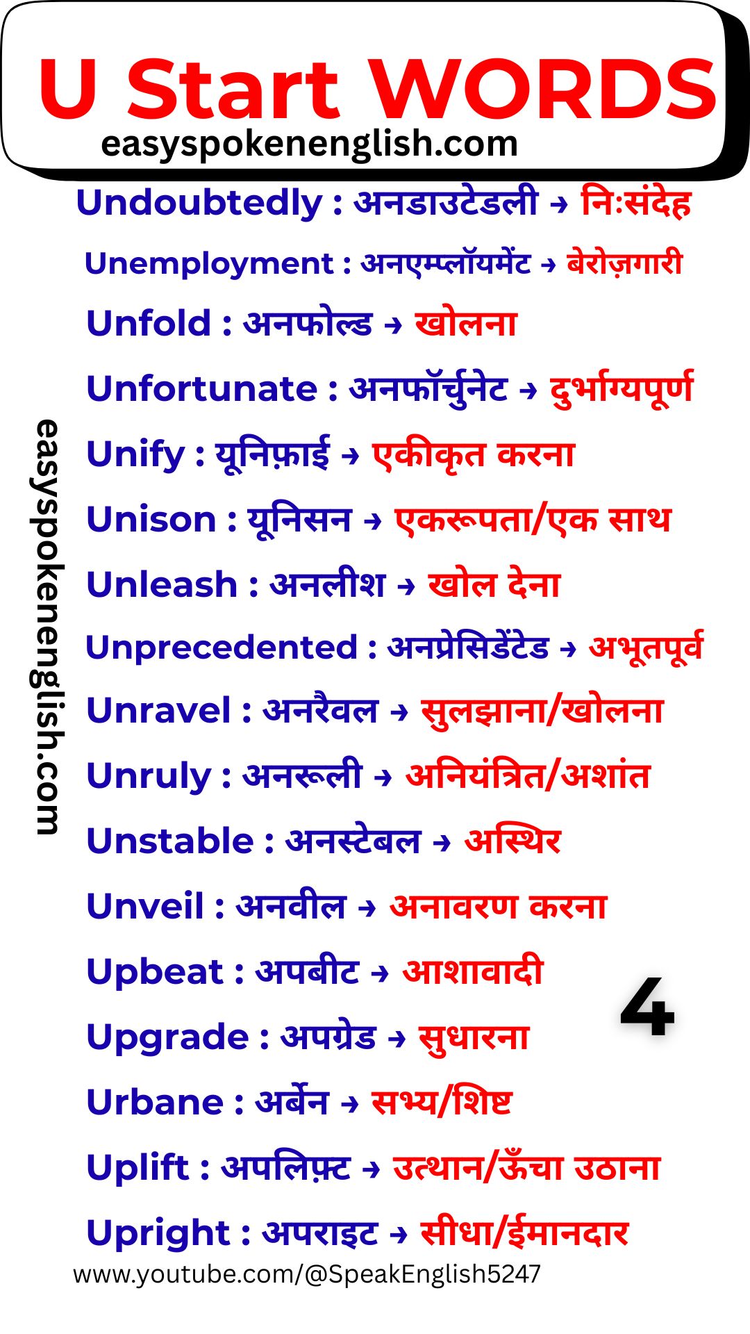 Learn Useful U Words in English