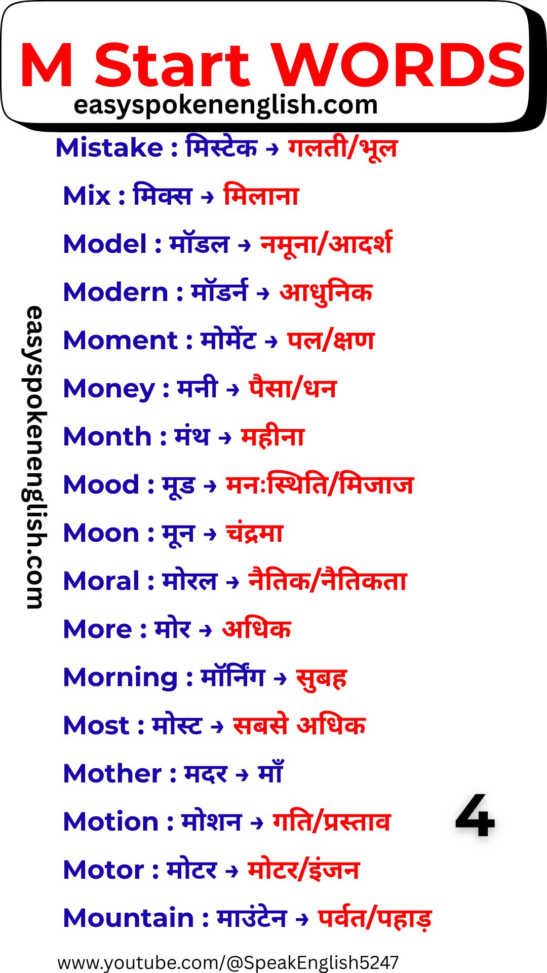 Most Used M Words in English