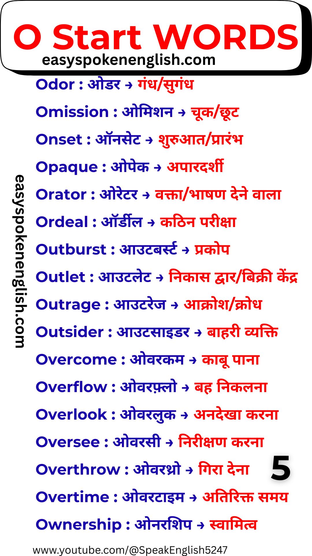Most Used O Words in English