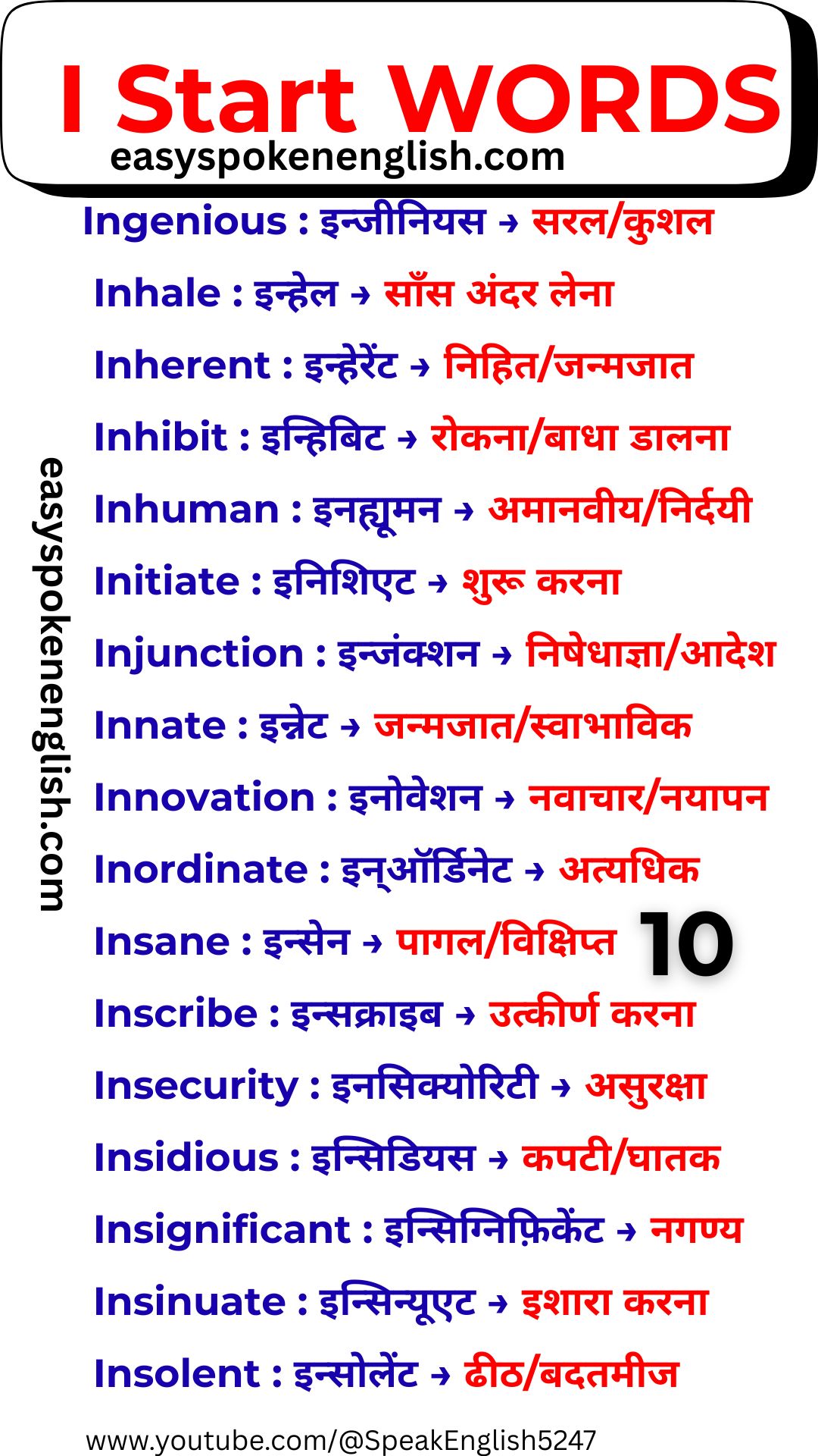 Spoken English I Vocabulary